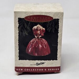 Hallmark Keepsake Ornament Holiday Barbie 1993 First in Series Red Dress Mattel